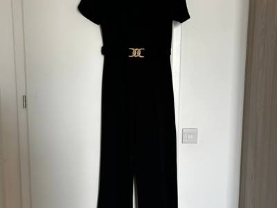 Black Jumpsuit with Gold Chain